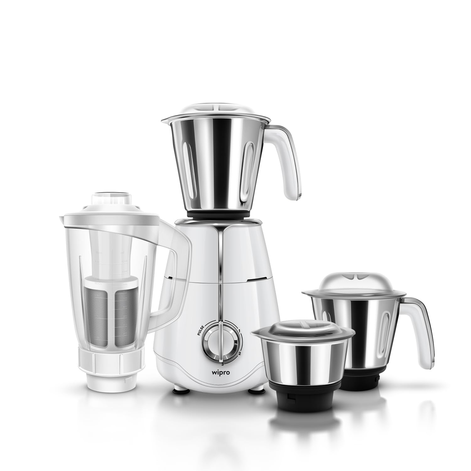 Wipro Elato Fmg207 1000 Watt Mixer Grinder With 4 Jars(Wet Grinding Jar (1.5 L) + Dry Grinding Jar (1.2 L) + Chutney Jar (0.5 L)
