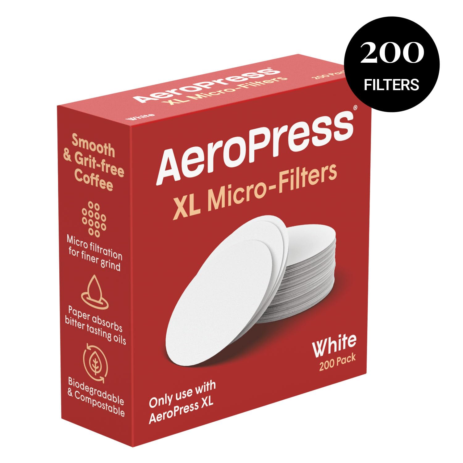 Aeropress Xl Replacement Filter Pack - Micro-Filters For Aeropress Xl Coffee And Espresso-Style Coffee Maker, (200 Count)