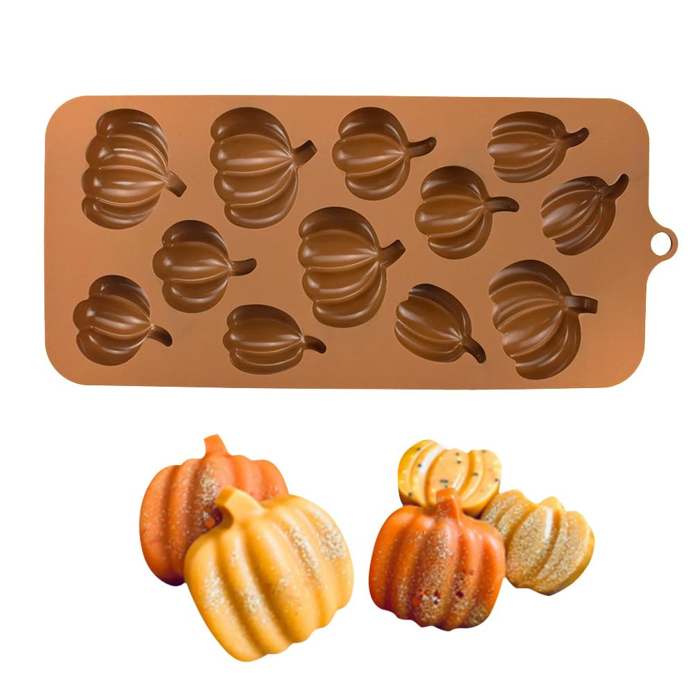 Eduee Fall Chocolate Molds 4 Pieces Silicone Pumpkin Candy Mold Maple Leaf Shaped Fondant Molds For Thanksgiving Halloween Autum