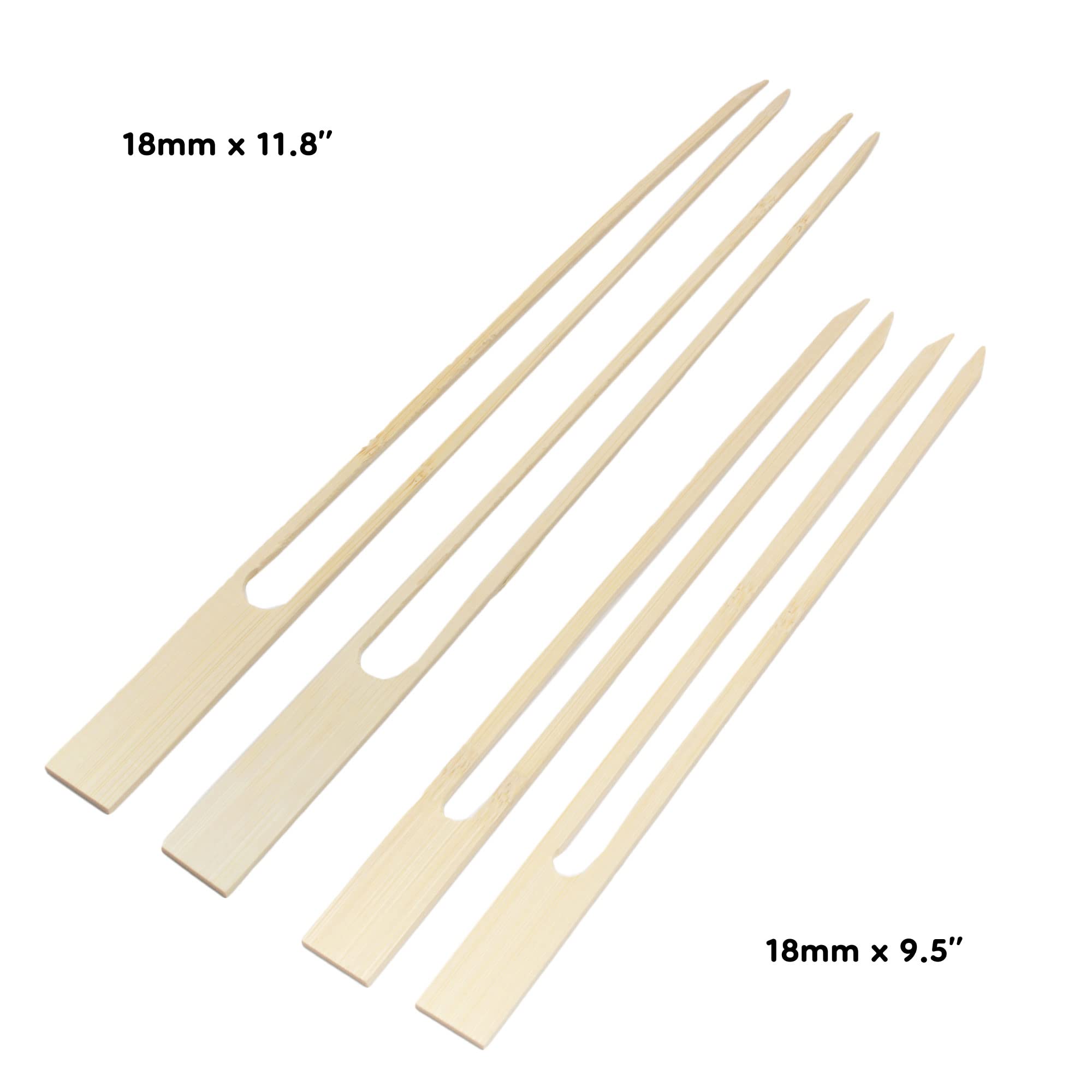 Bamboomn 18Mm Wide Bamboo Double Prong Fondue Sticks Barbecue Grilling Kabob Skewers, 11.8'' Long, 100 Pieces