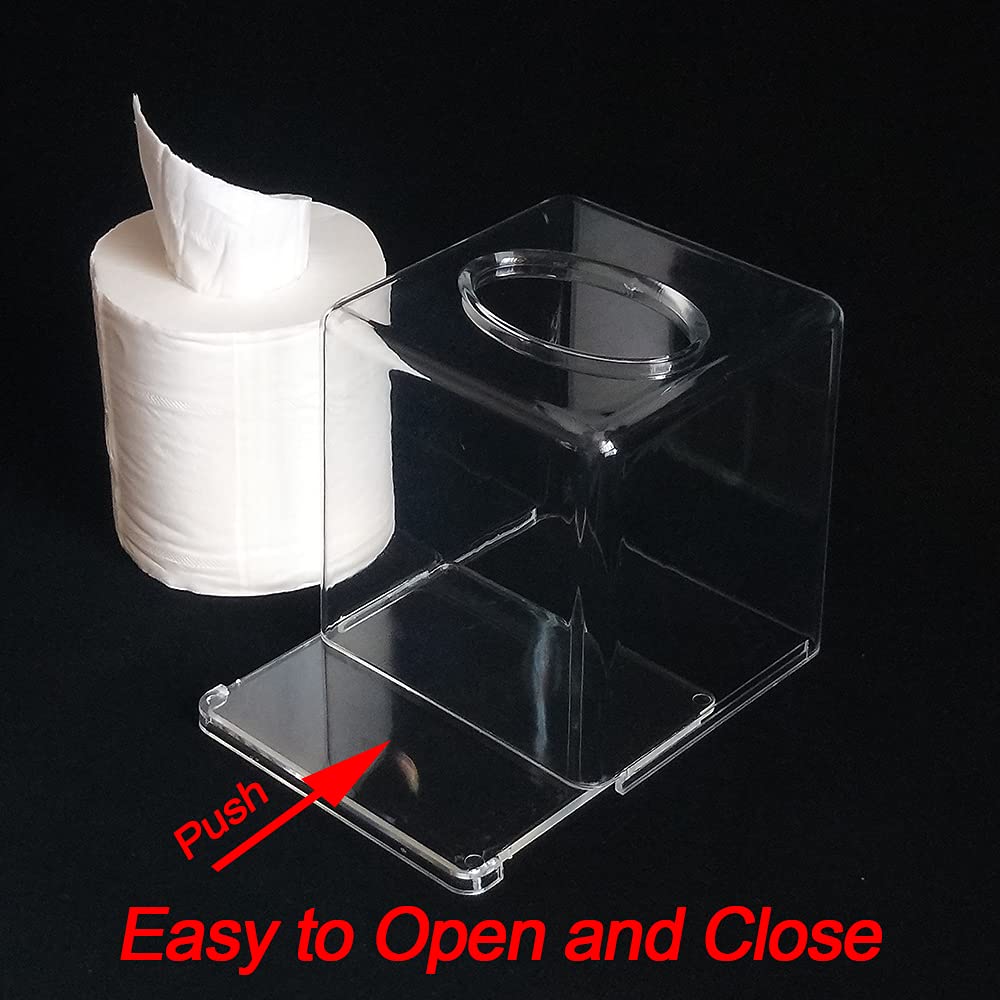 Square Clear Acrylic Tissue Box Covers, Big Bathroom Facial Napkin Box Holders, Table Clear Dryer Sheet Dispenser For Bathroom,