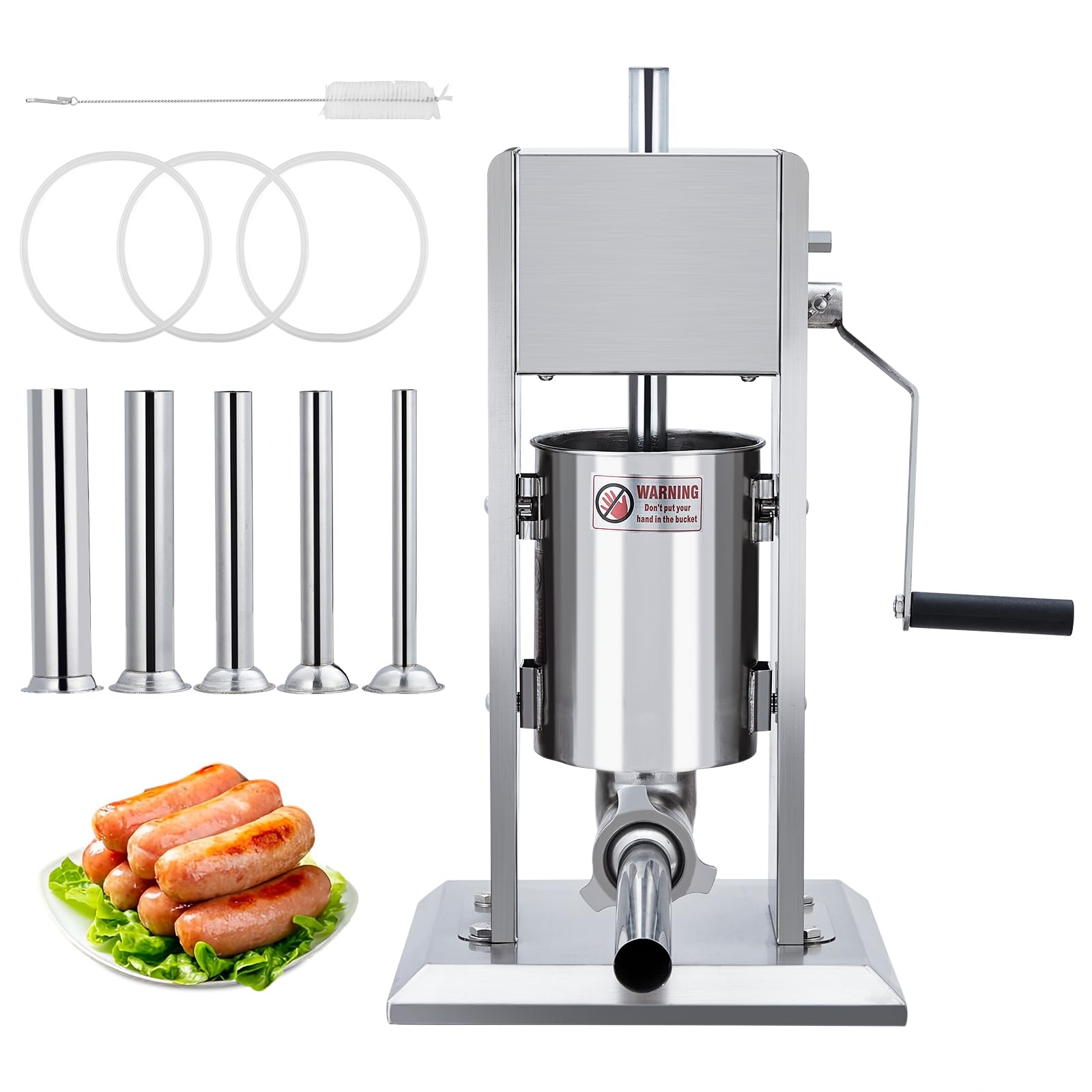 Sausage Stuffer, PeakPursuit Manual 7LB/3L Sausage Maker Machine, Meat Stuffer with Dual Speed, Stainless Steel Heavy Duty Sausa