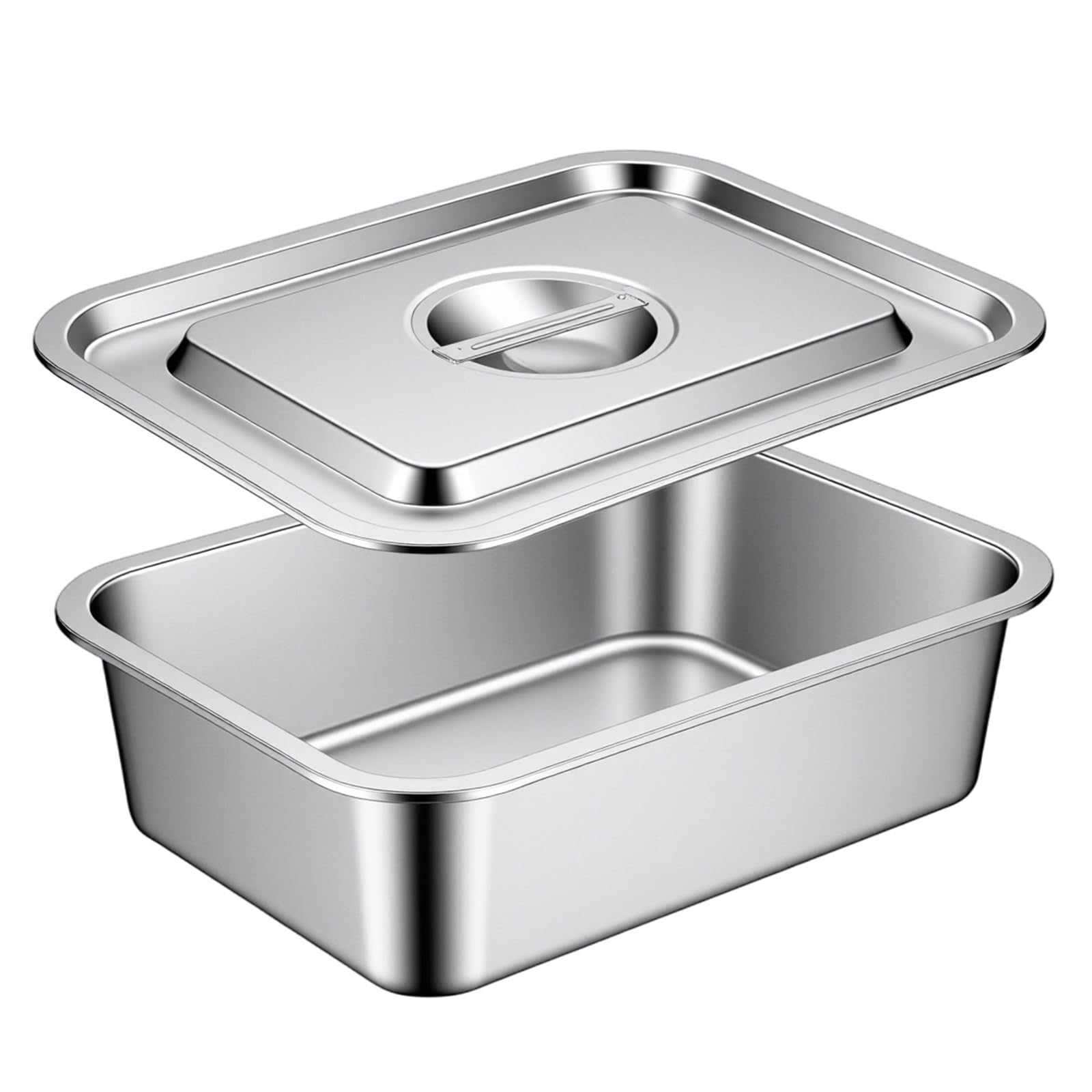 4 Inch Extra Deep Lasagna Baking Pan with Lid, 10.63 x14 In 7.4QT Large Stainless Steel Baking Pans Nonstick Lasagna Bakings Dis
