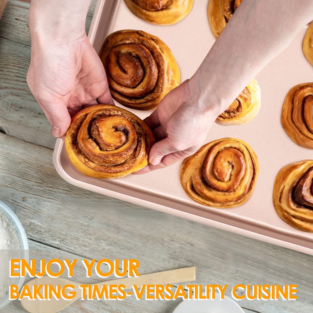 Cyimi 11'' X 9'' Baking Pans, Cookie Sheets Set Of 2, Nonstick Toaster Oven Pan Set For Baking, Heavy Duty Carbon Steel Non-Toxi