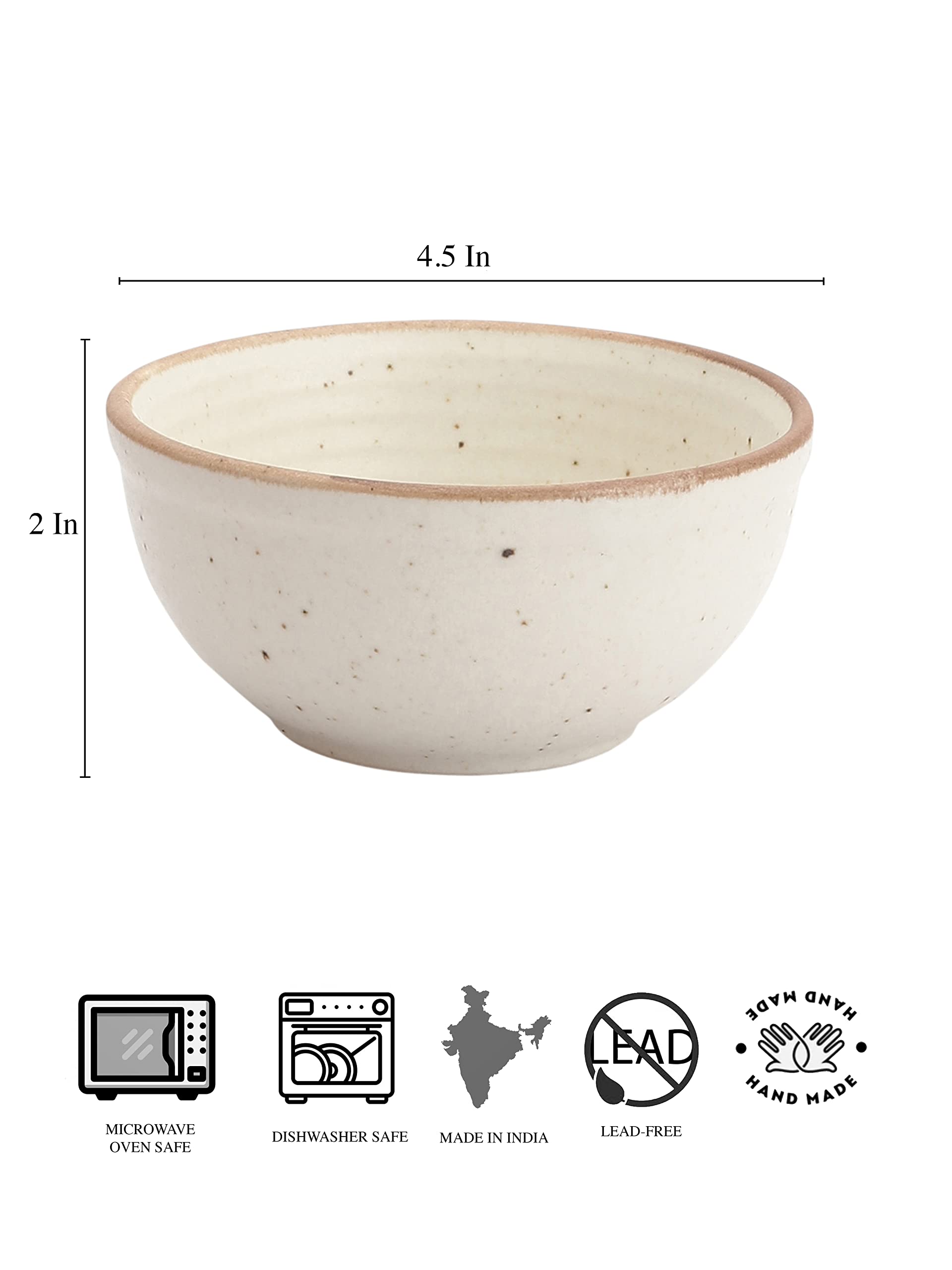 Miah Dcor Ceramic Bowls Set Of 6 Pcs Handcrafted Stoneware Matte Finish Dinner Bowl Katori Microwave Safe Freezer Safe Dishware