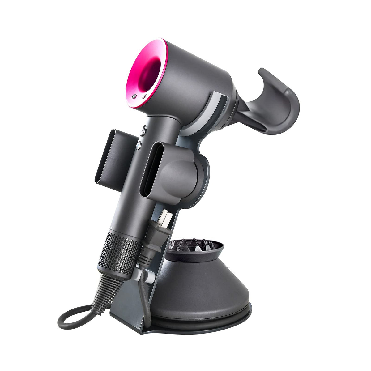 Hair Dryer Holder Compatible For Dyson Supersonic, Magnetic Stand Holder With Power Plug Cable Organizer, Aluminum Alloy Bracket