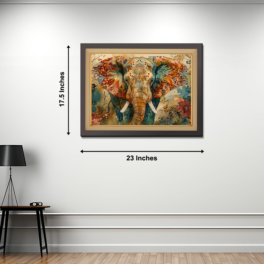 Chalk My Theme Traditional And Auspicious Elephant Wood Print Wall Art 23X18 Inches Home Decor, Living Room, Bedroom, Cafe, Room