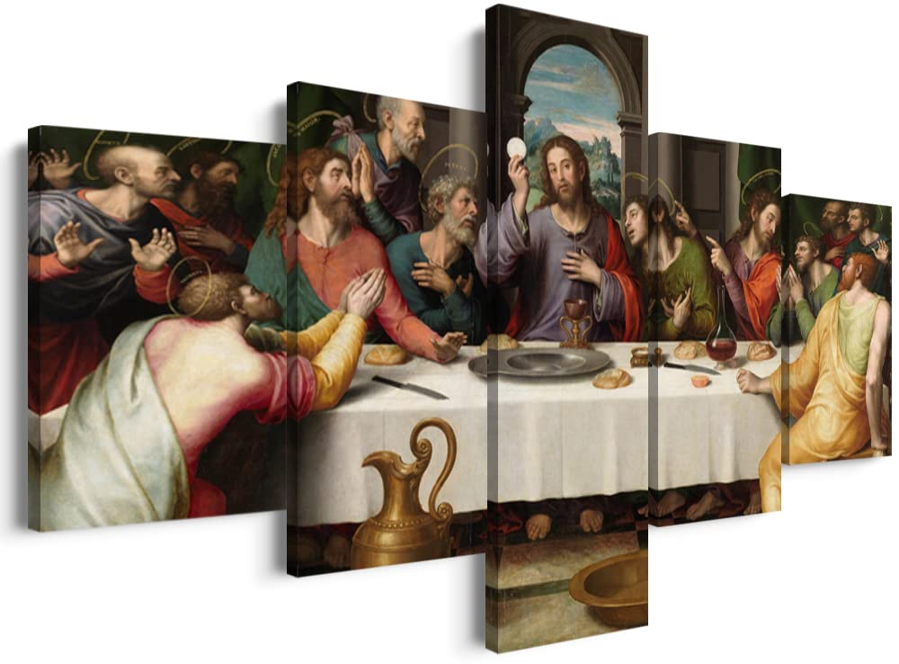Youhong 5 Piece Leonardo Da Vinci Religious Wall Decor Christian Wall Art Jesus Wall Art The Last Supper Painting For Dining Roo