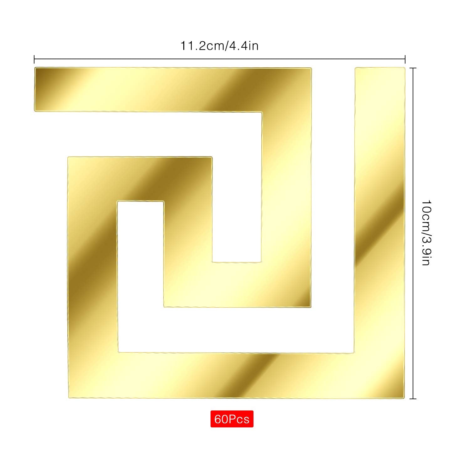 Selftek 60Pcs Diy Mirror Stickers Removable Adhensive Wall Stickers Decals For Home Art Room Bedroom Background Decoration (Geom