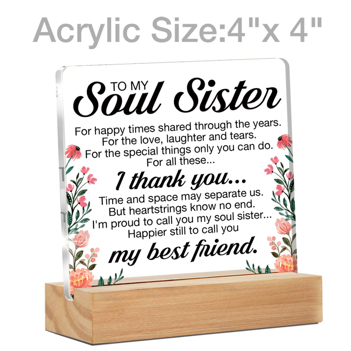 Soul Sister Gifts, Friendship Gifts for Best Friend Women, Thank You Gifts for Friends Women Soul Sister BFF, Soul Sister Clear