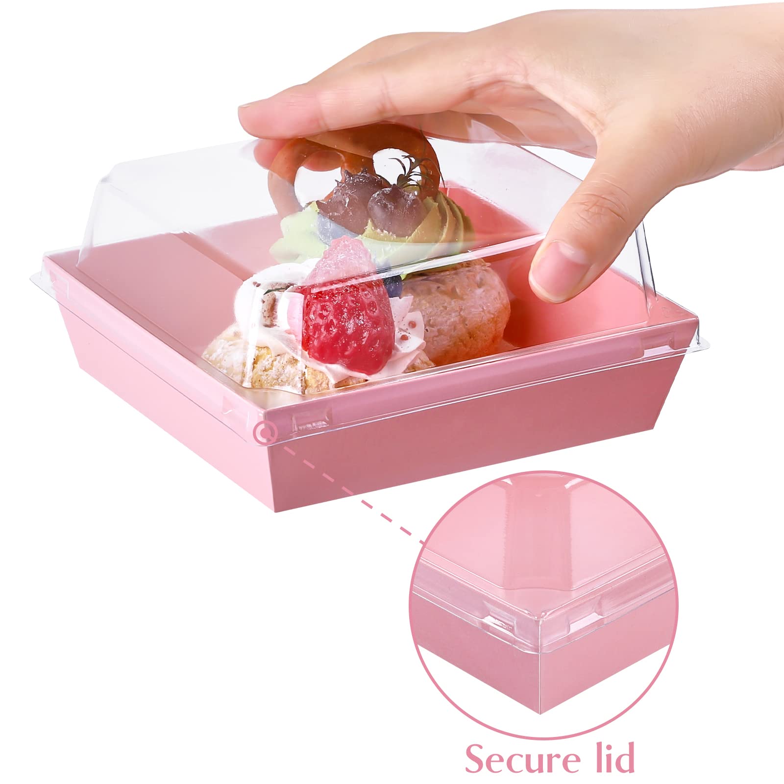 Ocmoiy Small Charcuterie Boxes With Clear Lids, To Go Paper Disposable Food Containers, 5 Inches Bakery Dessert Boxes For Sandwi