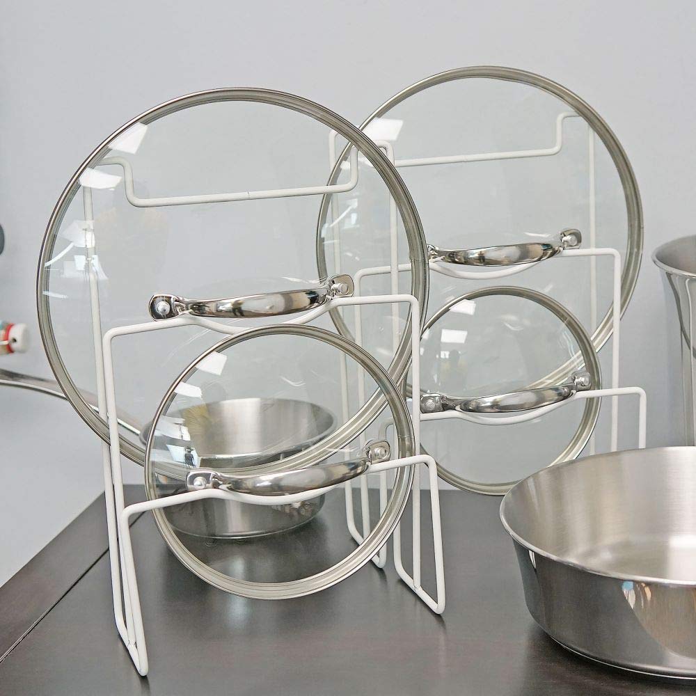 Southern Homewares - Pot & Pan Lid Hanging Organizer Rack, Set Of 2, White - Kitchen And Pantry Storage Hanger - Sh-10283-2