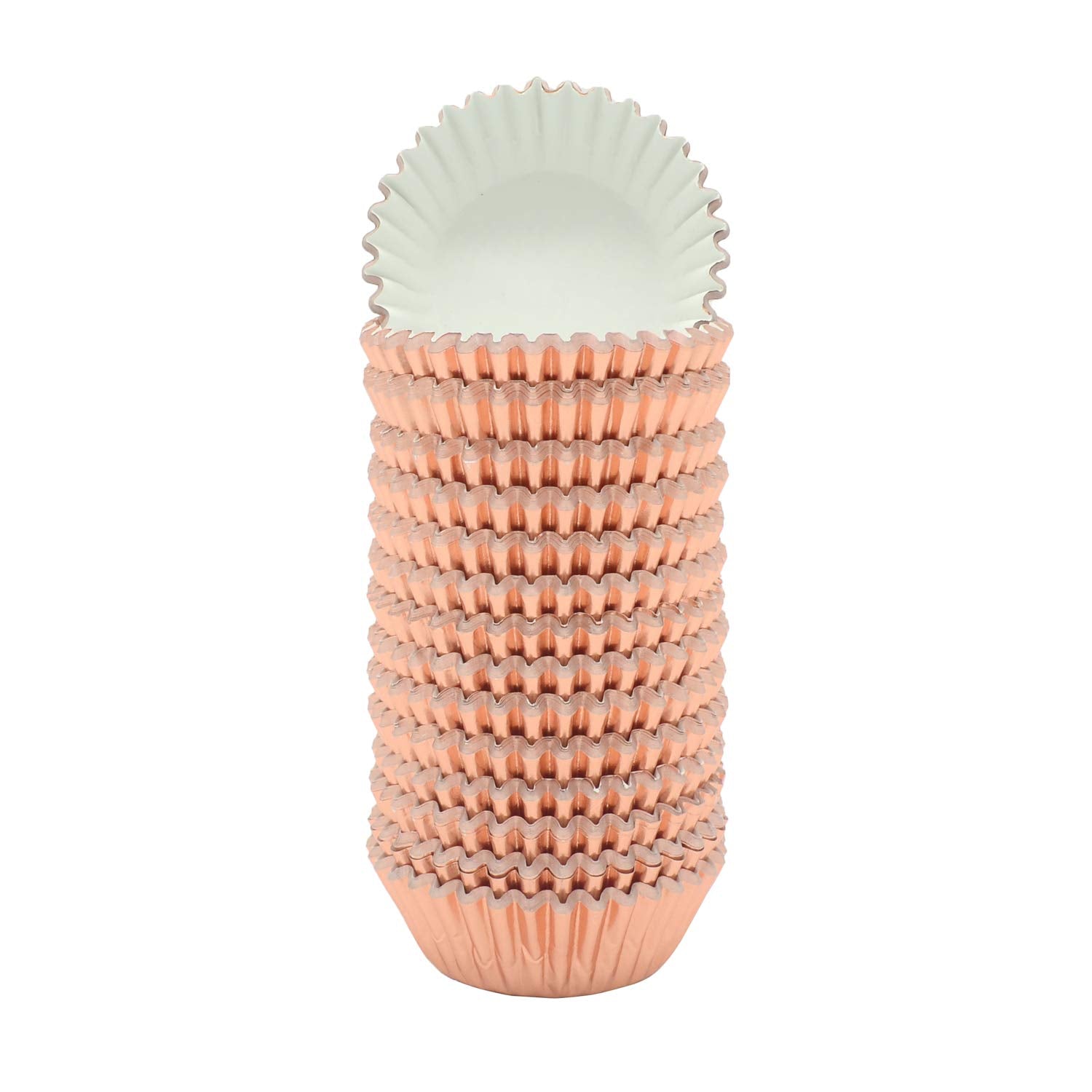 Mombake Mini Rose Gold Foil Cupcake Liners Muffin Baking Cups For Party And More, 300-Count