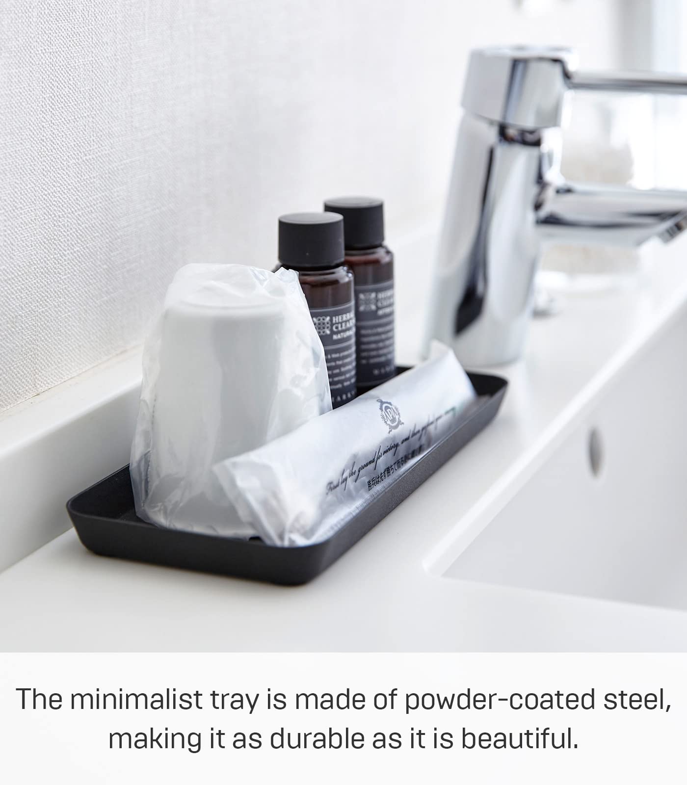 Yamazaki Home Tower Amenity Tray L Black, Flat,3.5''L X 3.5''W X 1.6''H