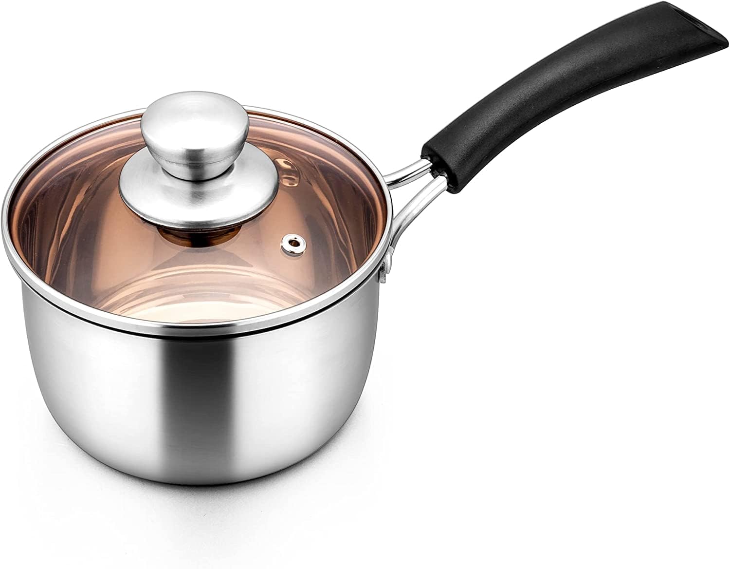 Doykli Saucepan With Lid, Stainless Steel 1 Quart Sauce Pan, Small Pot Soup Milk Pan For Home Kitchen Restaurant, Long Heatproof