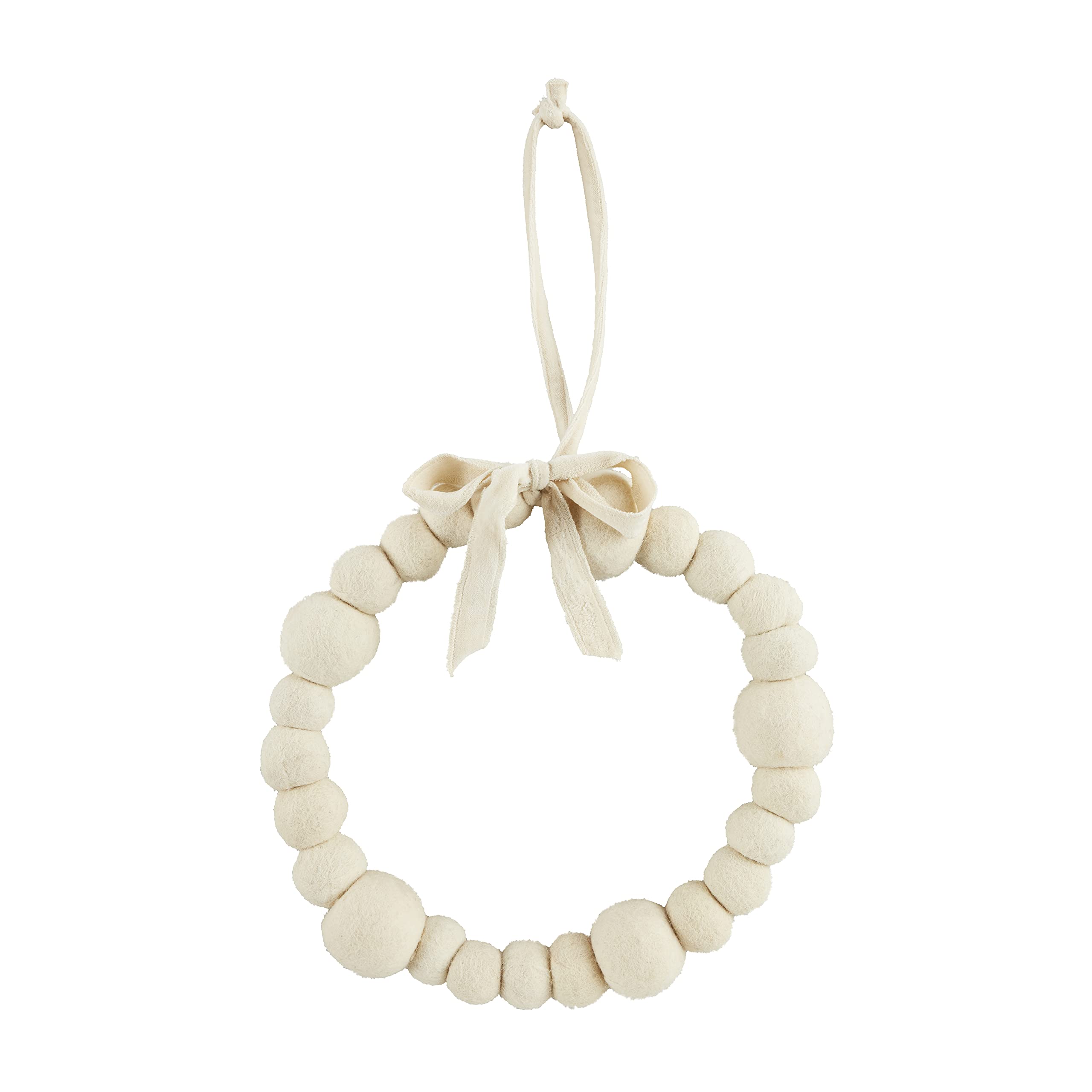 Mud Pie White Felt Pom Ball Wreath, 15 Dia