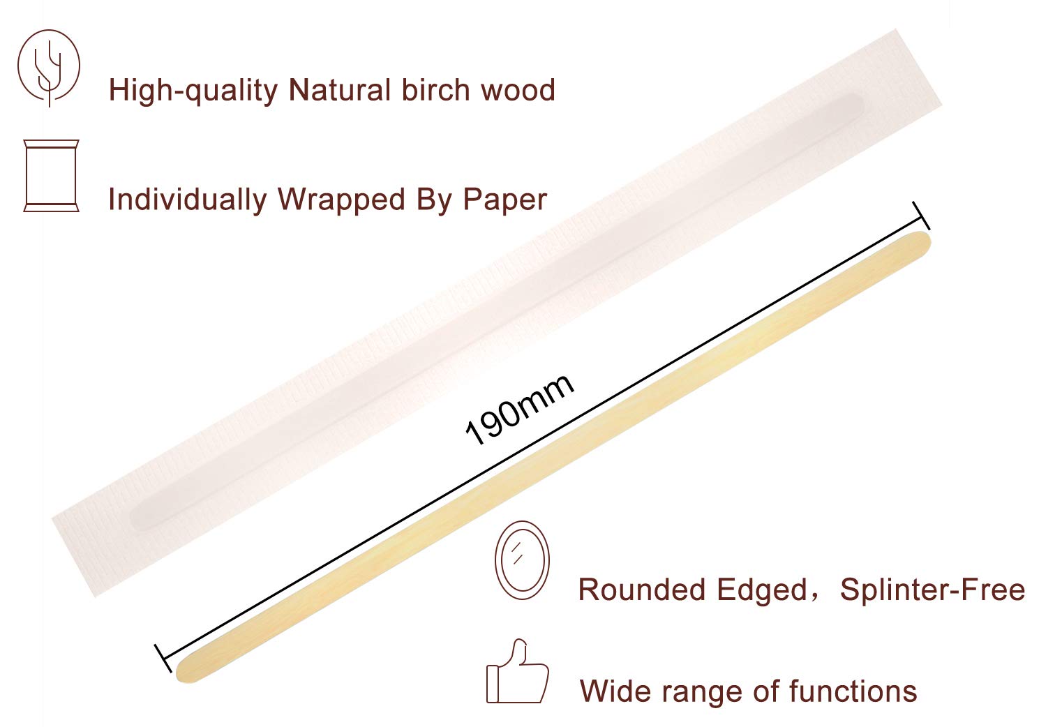 500 Pcs 7.5 Inch Paper Wrapped Coffee Stirrers  Individually Wrapped Coffee Stirrers  Wrapped Stir Sticks Disposable Wood Coffee Sticks for Coffee  Tea Gifts