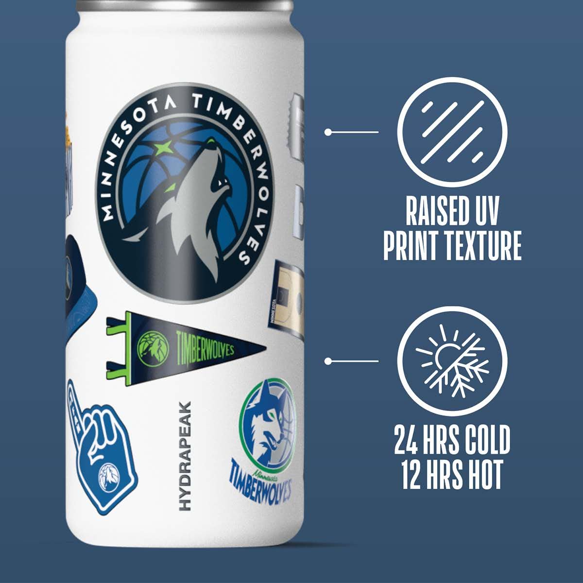 Hydrapeak x NBA Officially Licensed Minnesota Timberwolves 20 oz Active Water Bottle with Chug Lid and Handle Reusable Stainless