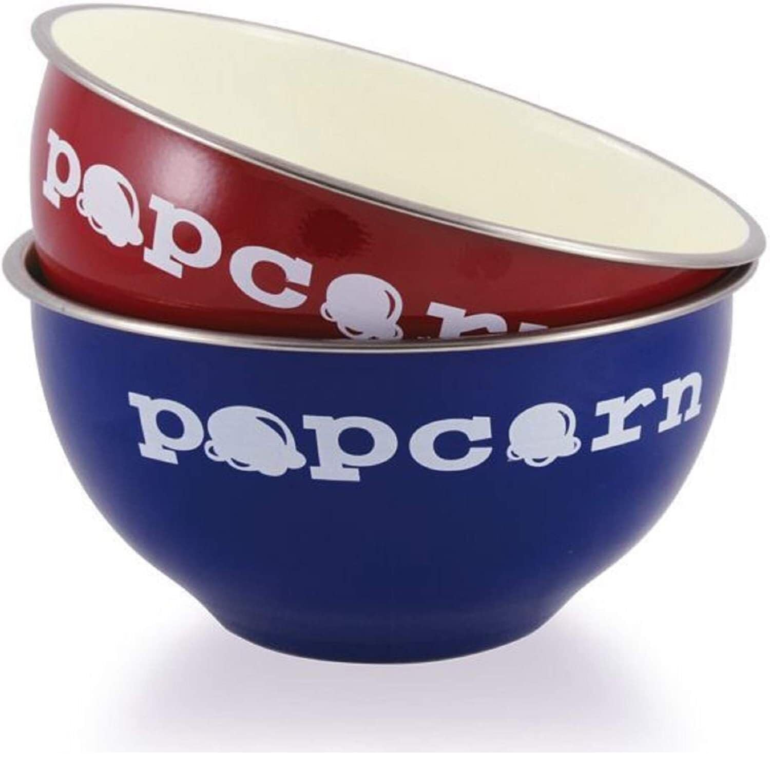 Grant Howard 51105 6.5'' Wide Stainless Steel Coated Popcorn Bowl, One Bowl Only, Assorted (Blue Or Red), 48 Oz