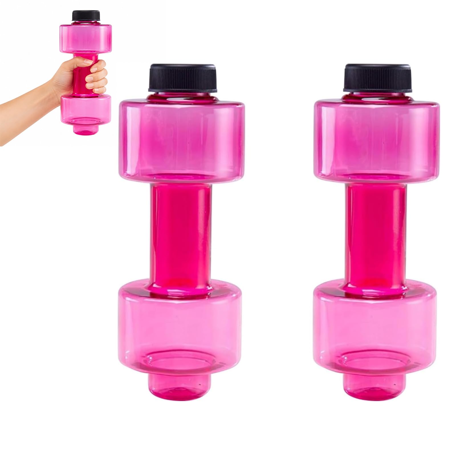 Toddmomy Dumbbell Water Bottle 2 pack 8.26 X 6.29 X 3.14 in Low Temperature Plastic Sports Water Bottle for Gym Workout Fitness 