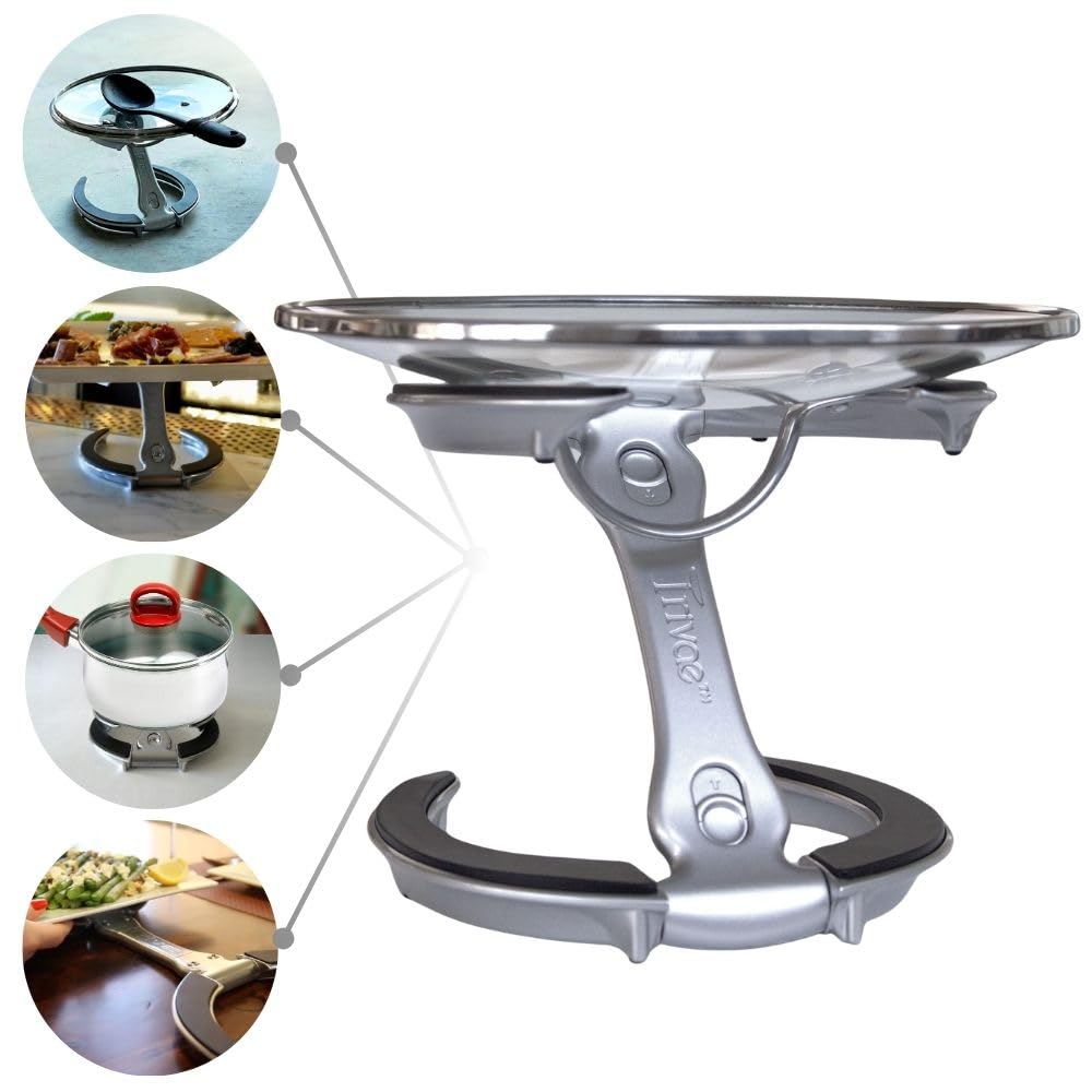Trivae Lid Holder And Pot Holder, With Unique Trivet And Cake Stand Function - 4 In 1 Kitchen Accessory For The Cooking Lover