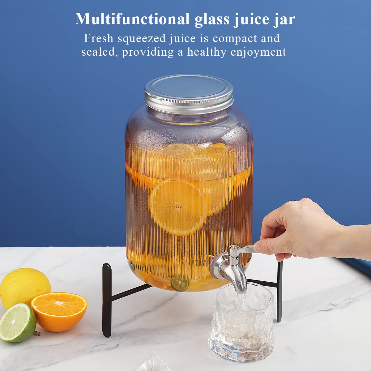 Berglander Glass Drink Dispenser for Fridge  1 Gallon Beverage Dispenser with Leakproof Stainless Steel Spigot  Water  Laundry Detergent  Juice Dispenser for BBQ  Picnic  Parties and Events (Pink)