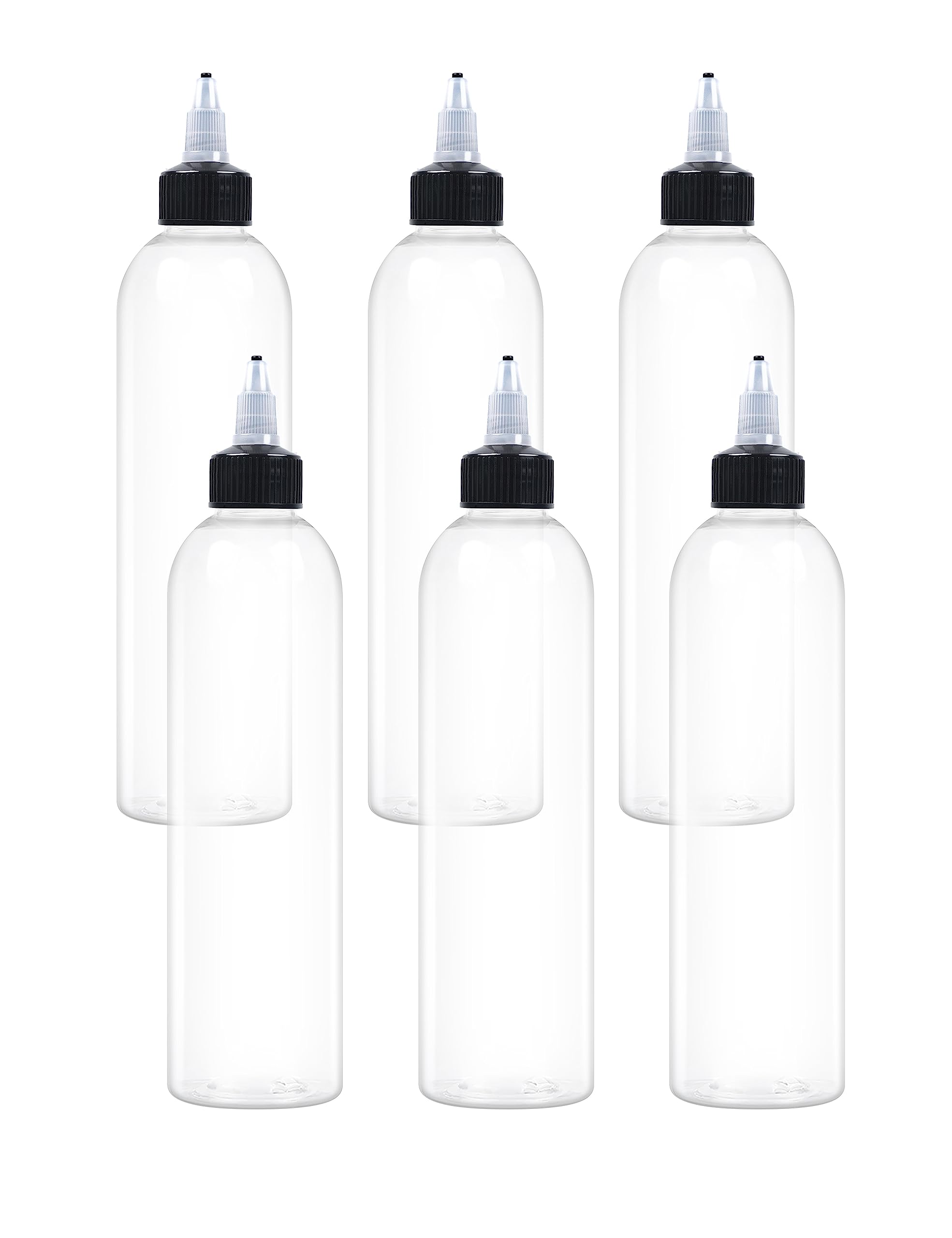 Eosau 6 Pcs 8Oz Plastic Squeeze Bottles With Twist Top Cap, 250Ml Clear Dispensing Bottles, Empty Squirt Bottle For Liquids, Sau