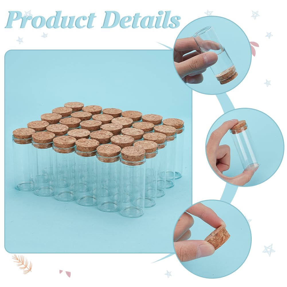 PH PandaHall 30ml Mini Glass Bottles with Cork 30pcs Small Glass Jars Wish Favor Bottles Clear Empty Bottles Message Bottle Spel