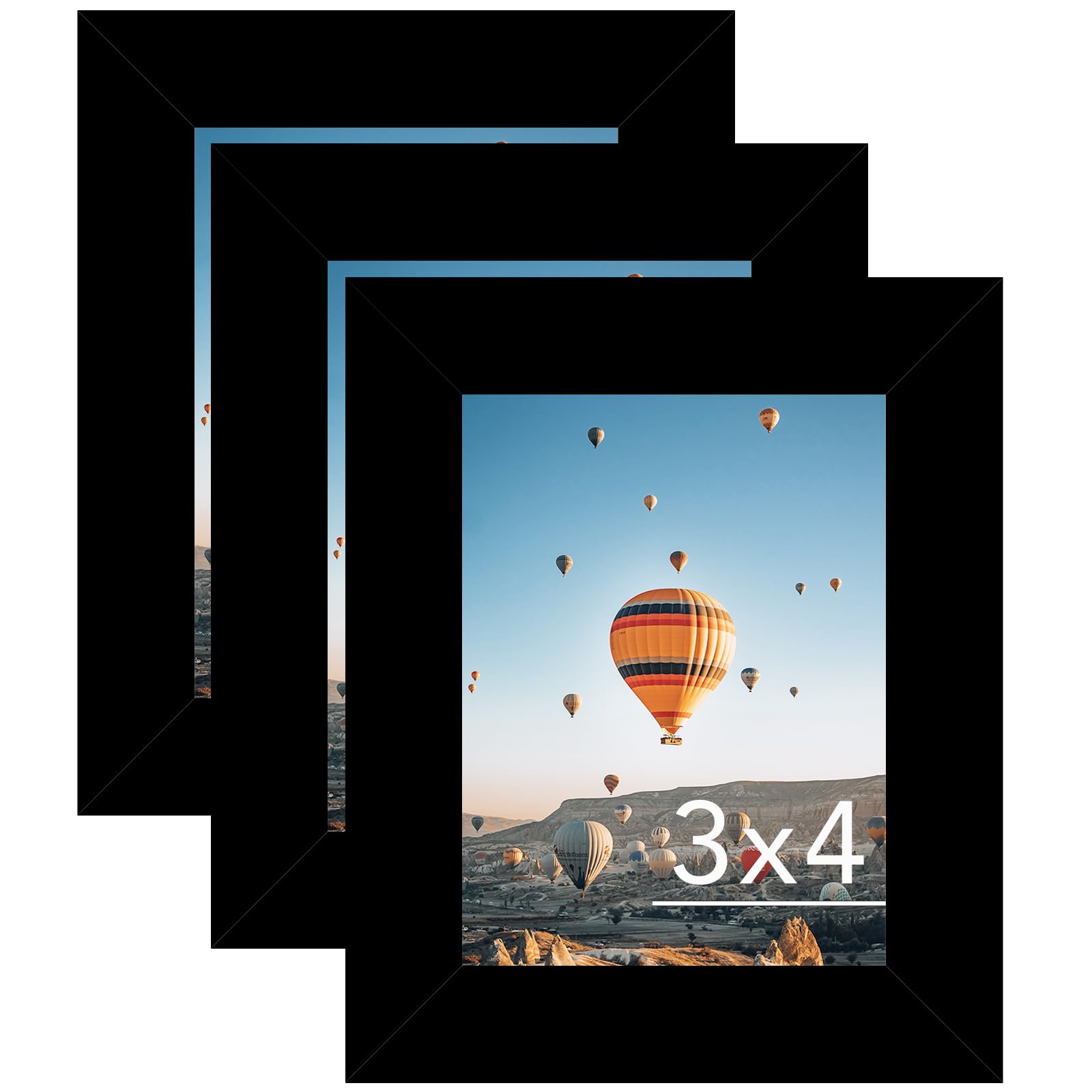 JCJMY 3x4 Picture Frame Set of 3 for Tabletop or Wall, 3 x 4 Wall Gallery Poster Photo Frame with Shatter Resistant Plexiglass, 