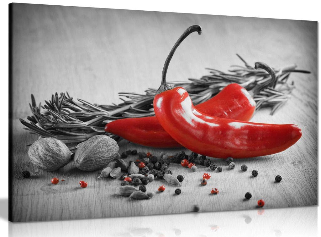 Herbs & Spices Kitchen Canvas Wall Art Picture Print (36X24In)