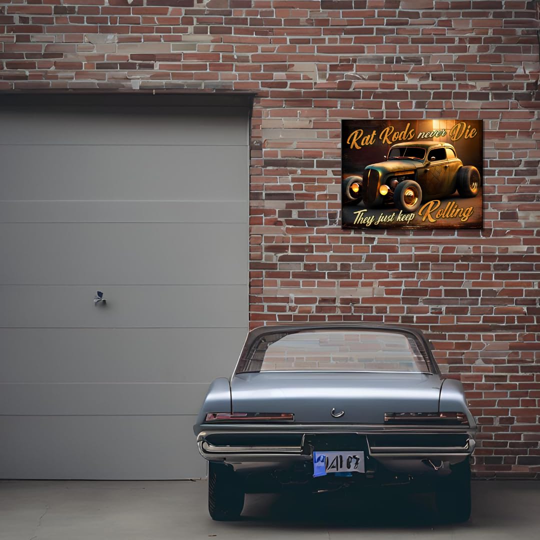 Desperate Enterprises Rat Rods Never Die Tin Sign - Garage Signs - Nostalgic Vintage Metal Signs - Made in the USA