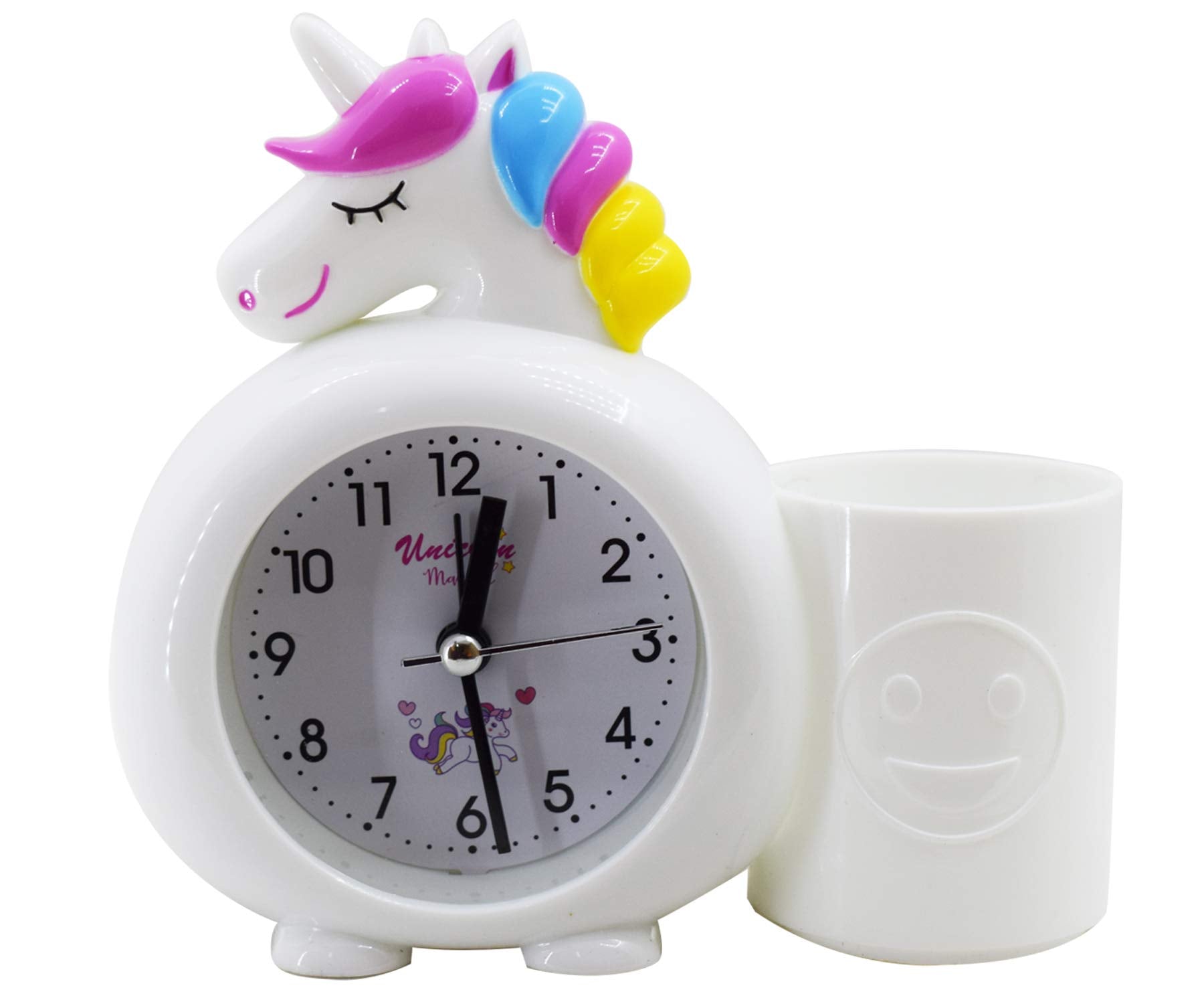 Asera Unicorn Alarm Table Clock With Pen/Pencil Stand For Kids Birthday Return Gifts (White)
