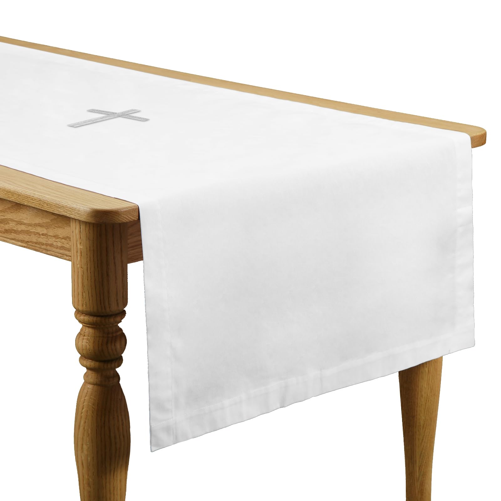 Windkream White Spiritual Communion Tablecloth Altar Runner Holy Communion Table Runner Altar Frontal for Church for Gatherings 