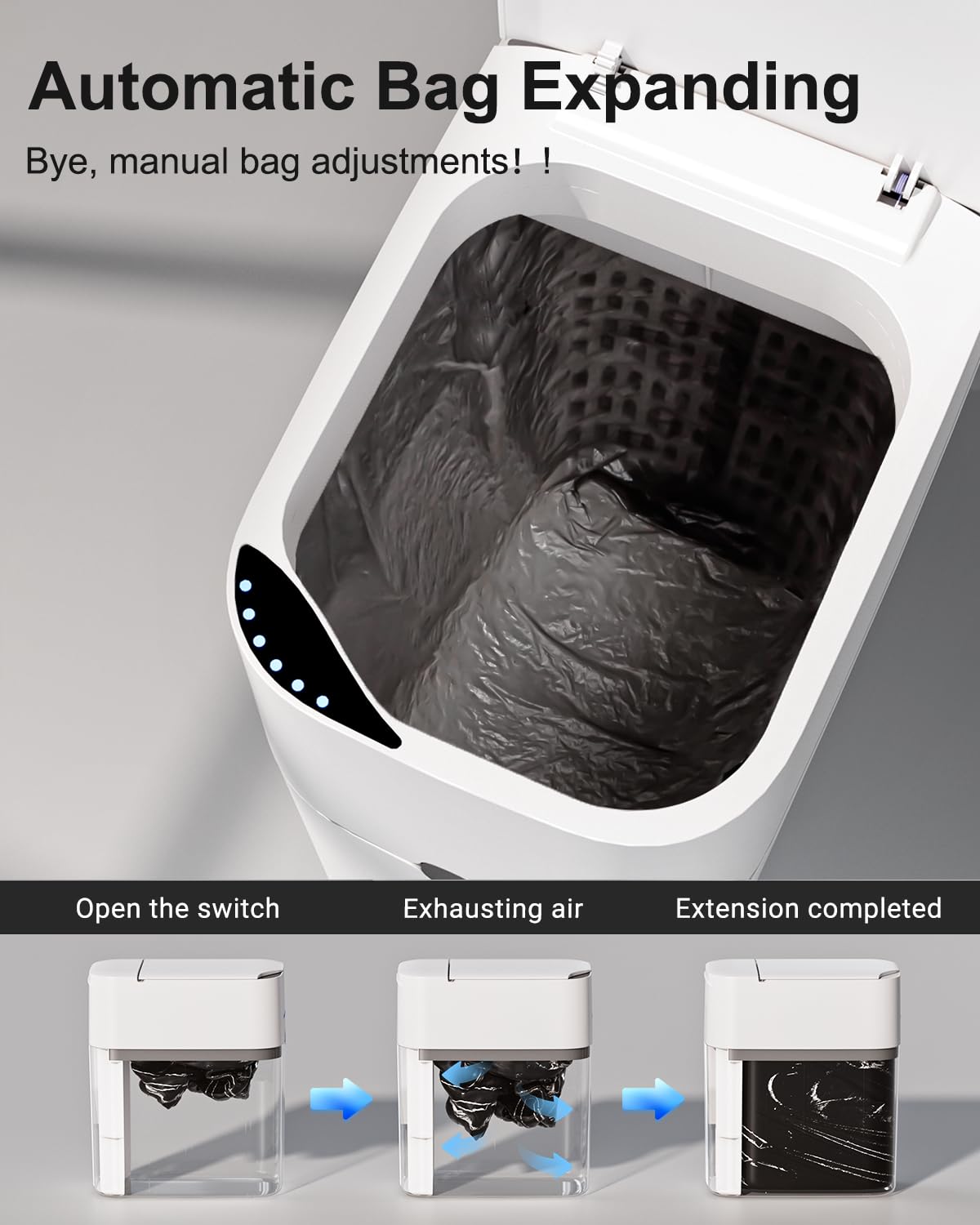 Ctime 2Nd Gen Motion Sensor Bathroom Trash Can - Smart Small Trash Can With Lid And Automatic Bag Expanding, 3 Gallon, 6 Inch Sl