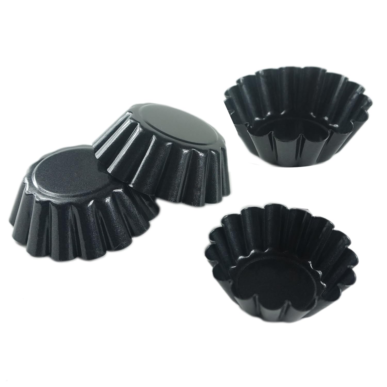 Lovedeal 12 Packs Egg Tart Molds, Mini Carbon Steel 2.6 Inch Egg Tart Pans, Non-Stick Reusable Egg Tart Shell, Cake Muffin Mold