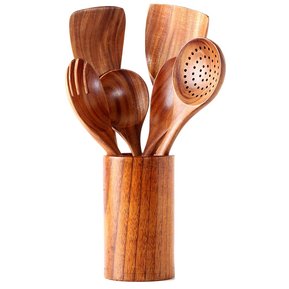 Kitchen Utensils Set, Nayahose Wooden Spoons For Cooking Non-Stick Pan Kitchen Tool Wooden Cooking Spoons And Wooden Utensil Sto