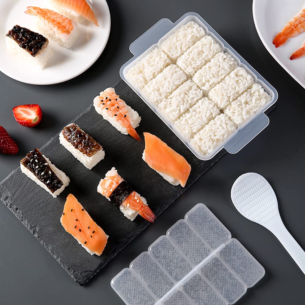 Ayccnh 10 In 1 Mini Japanese Onigiri Sushi Mold, Nigiri Bento Rice Ball Mold Rectangular Sushi Maker