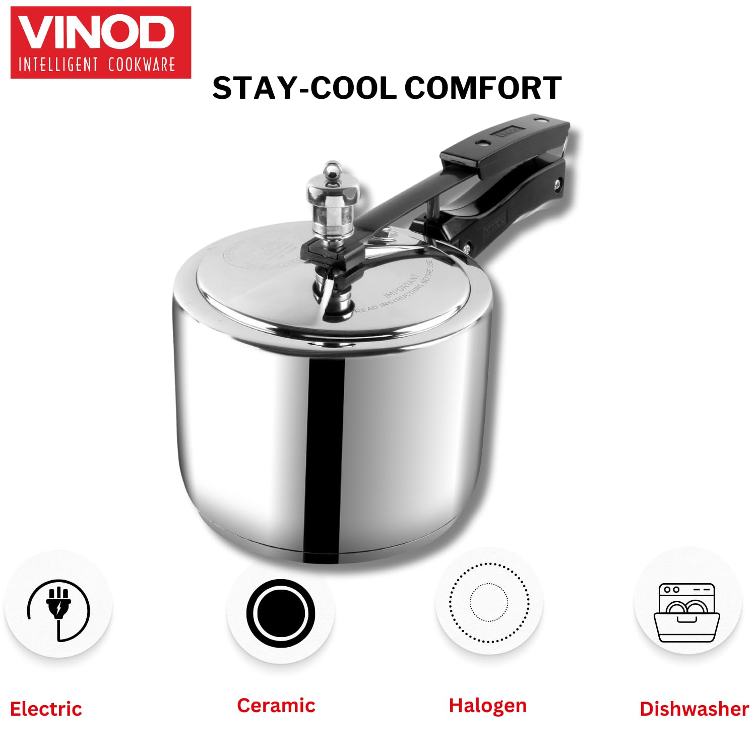 Vinod 2L Stainless Steel Inner Lid Sandwich Bottom Pressure Cooker, 2-Liter