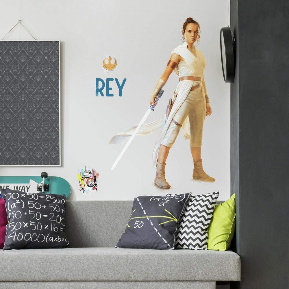 Roommates Rmk4088Gm Star Wars Episode Ix Rey Peel And Stick Wall Decals, 28.06'' X 45.68 '', Brown, White, Blue