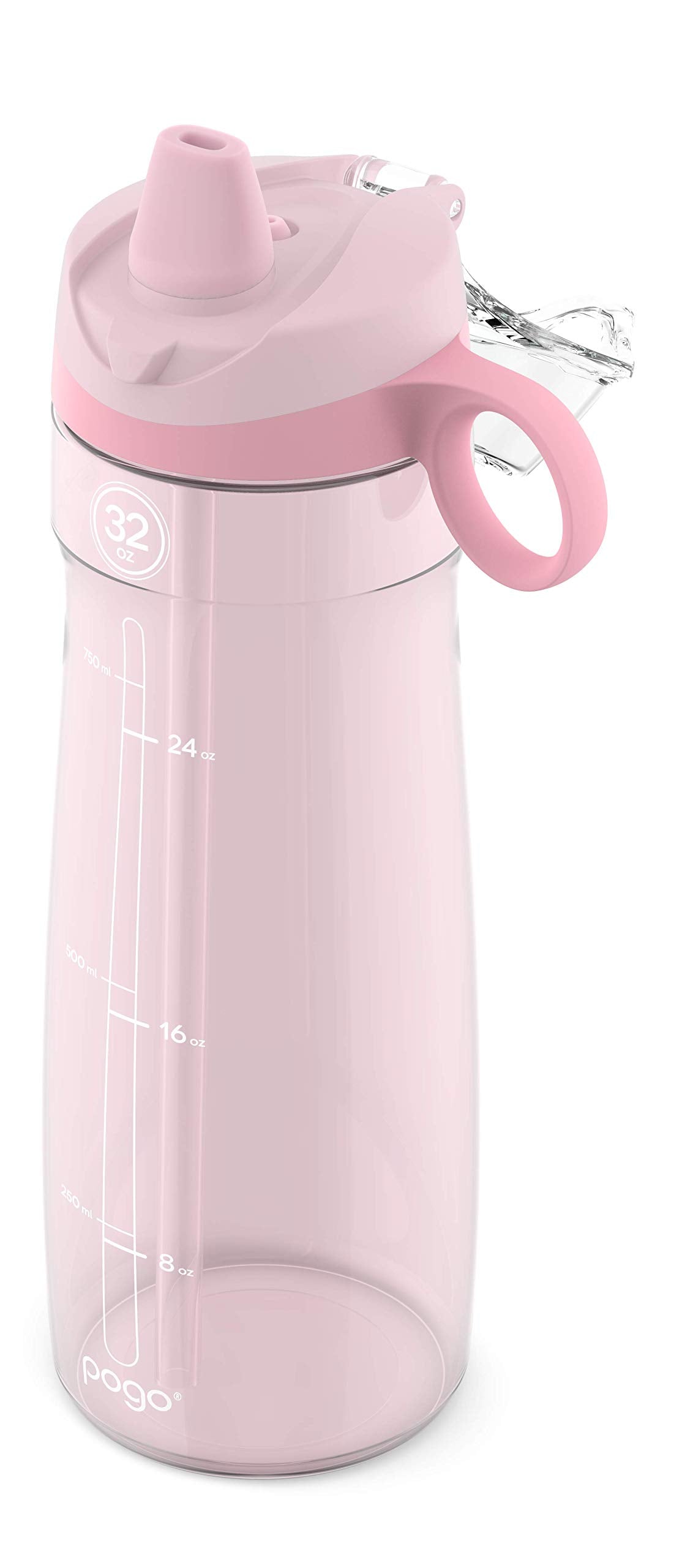 Pogo Bpa-Free Tritan Plastic Water Bottle With Soft Straw, 32 Oz, Pink Satin