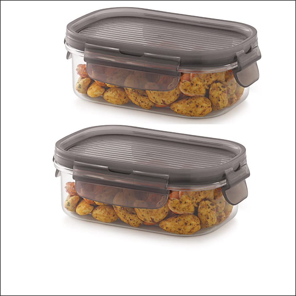 Homies, Set Of 2 Pieces, Acrylic Airtight Stackable Modular Storage Canister Jar Container For Dry Fruits, Cereals, 260 Ml, Dime