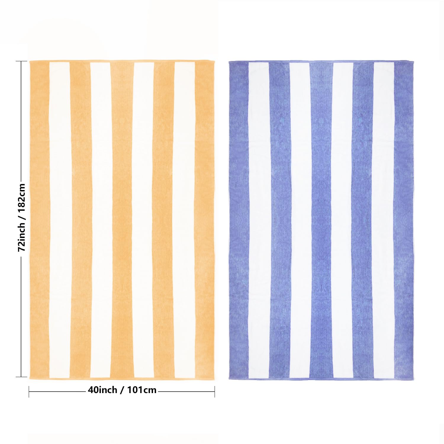 Clowood Plush Oversized Beach Towel - Cotton 40 X 72 Inch Large Thick Orange Striped Cabana Pool Swimming Towel