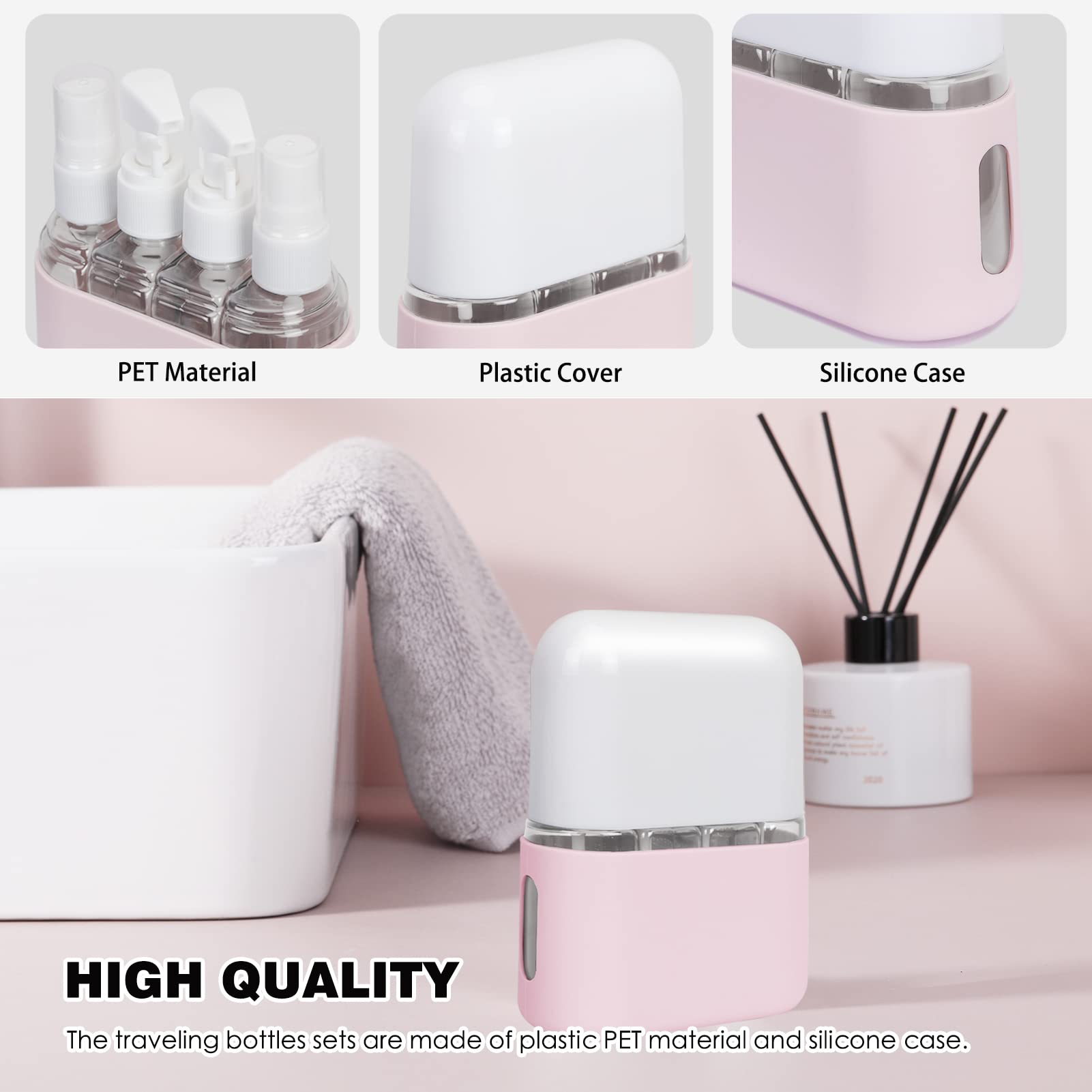Skycase Travel Bottle Set, 4 In 1 Travel Containers Set For Toiletries,Leak-Proof Refillable Plastic Bottles With Lid,Airplane A