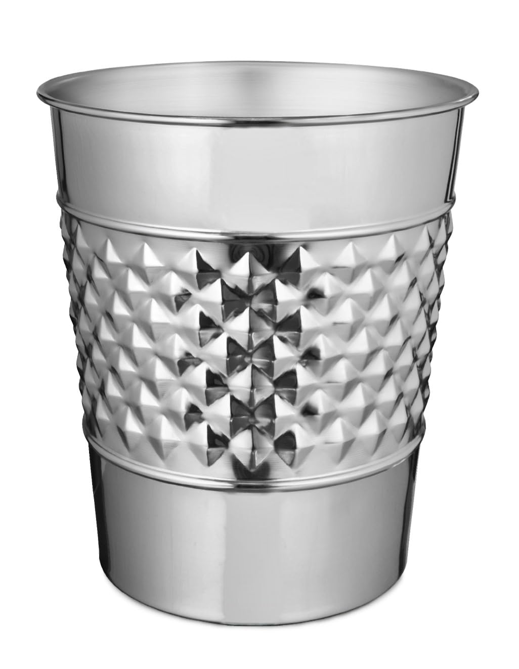 Handcrafted Metal Wastebasket Trash Can For Home Office Bedroom, Decorative Wastebasket, Modern Bathroom Decor, Durable, Geo Emb