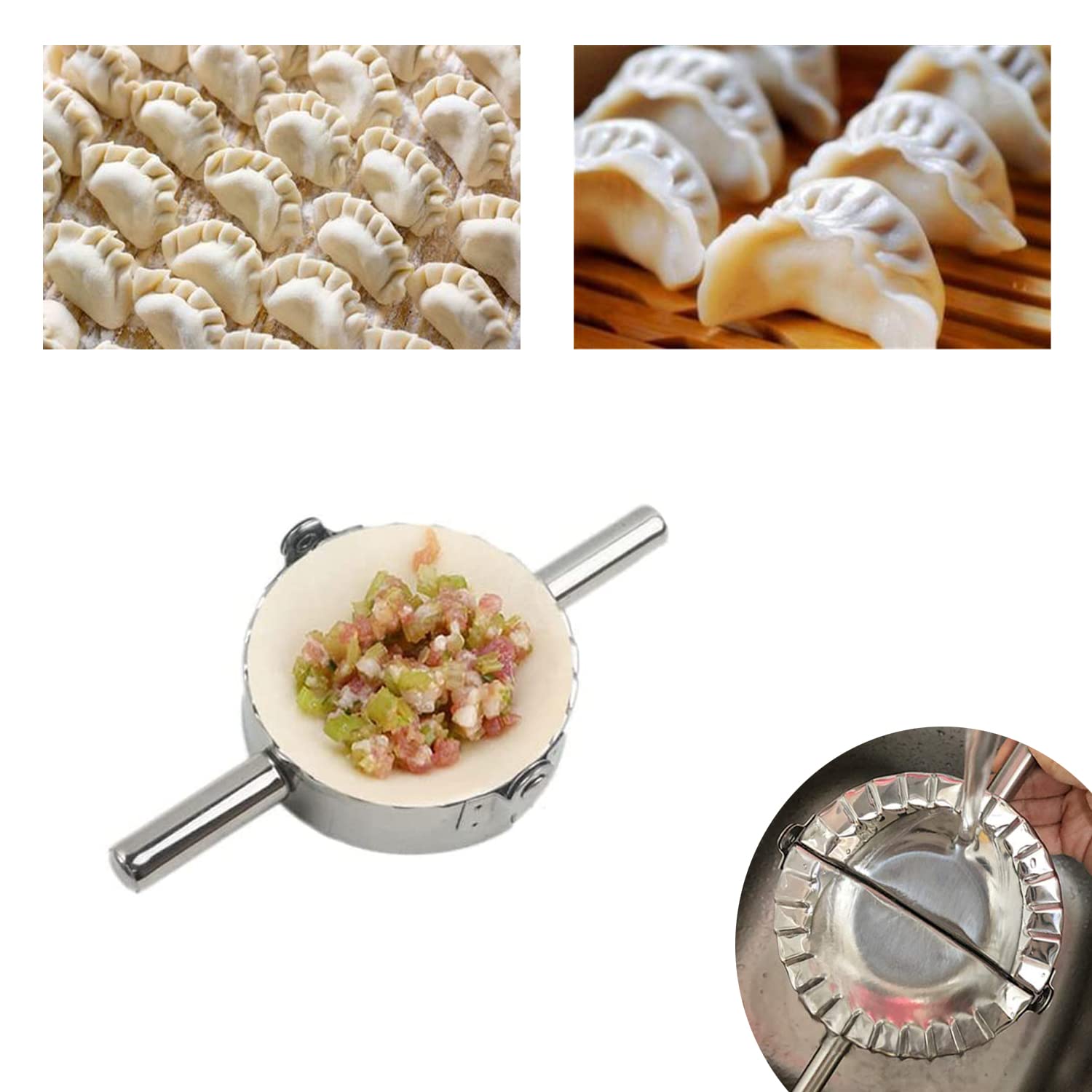Mggi Large Size 3.7'' Stainless Steel Ravioli Mold Pierogi Dumpling Maker,Goya Empanada Press Mold,Ravioli Mould Crimper,Wraper