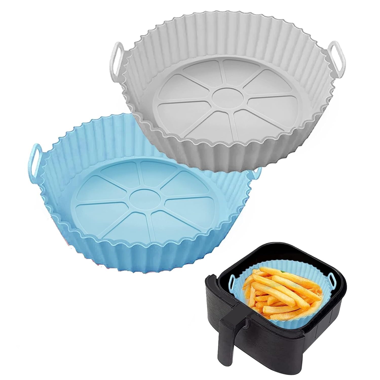 Inditradition Silicon Reusable Air Fryer Liners | 8 Inches Non-Stick Round Silicon Baking Tray For Oven, Otg, Fryers (Pack Of 2,