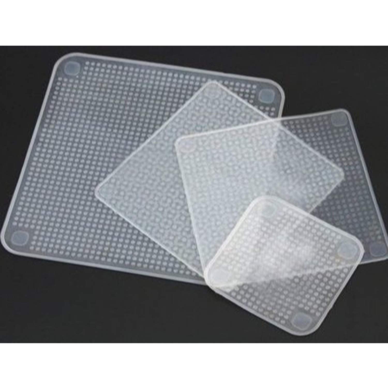 KRUSHNASHRY Multi Functional Reusable Silicone Food Wraps Keep Food Fresh Stretch Seal Cover Set of 4Pc