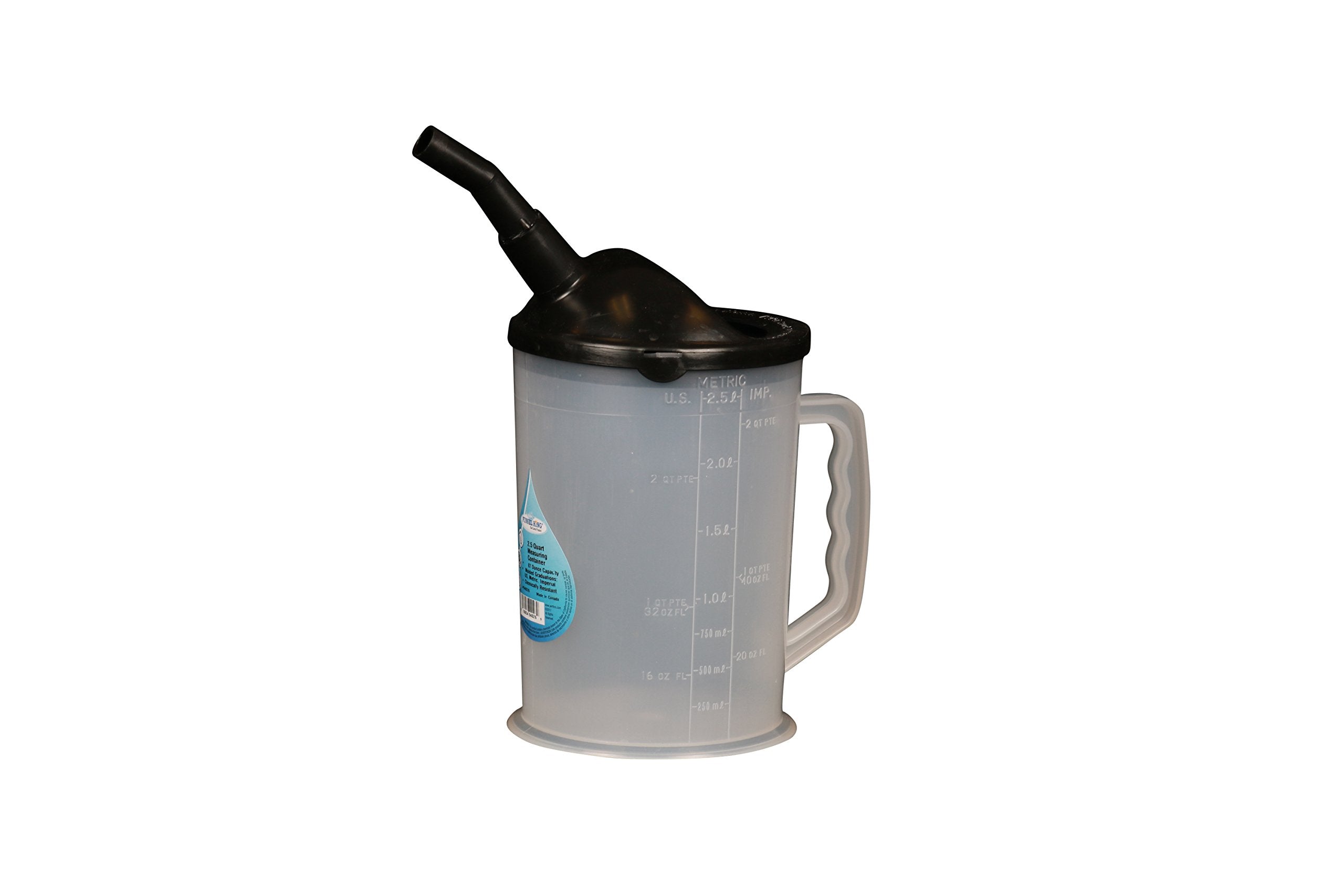 Funnel King 94026 Heavy-Duty 87 Oz. Graduated Measuring Container W/ 4'' Black Spout - Lot Of 6