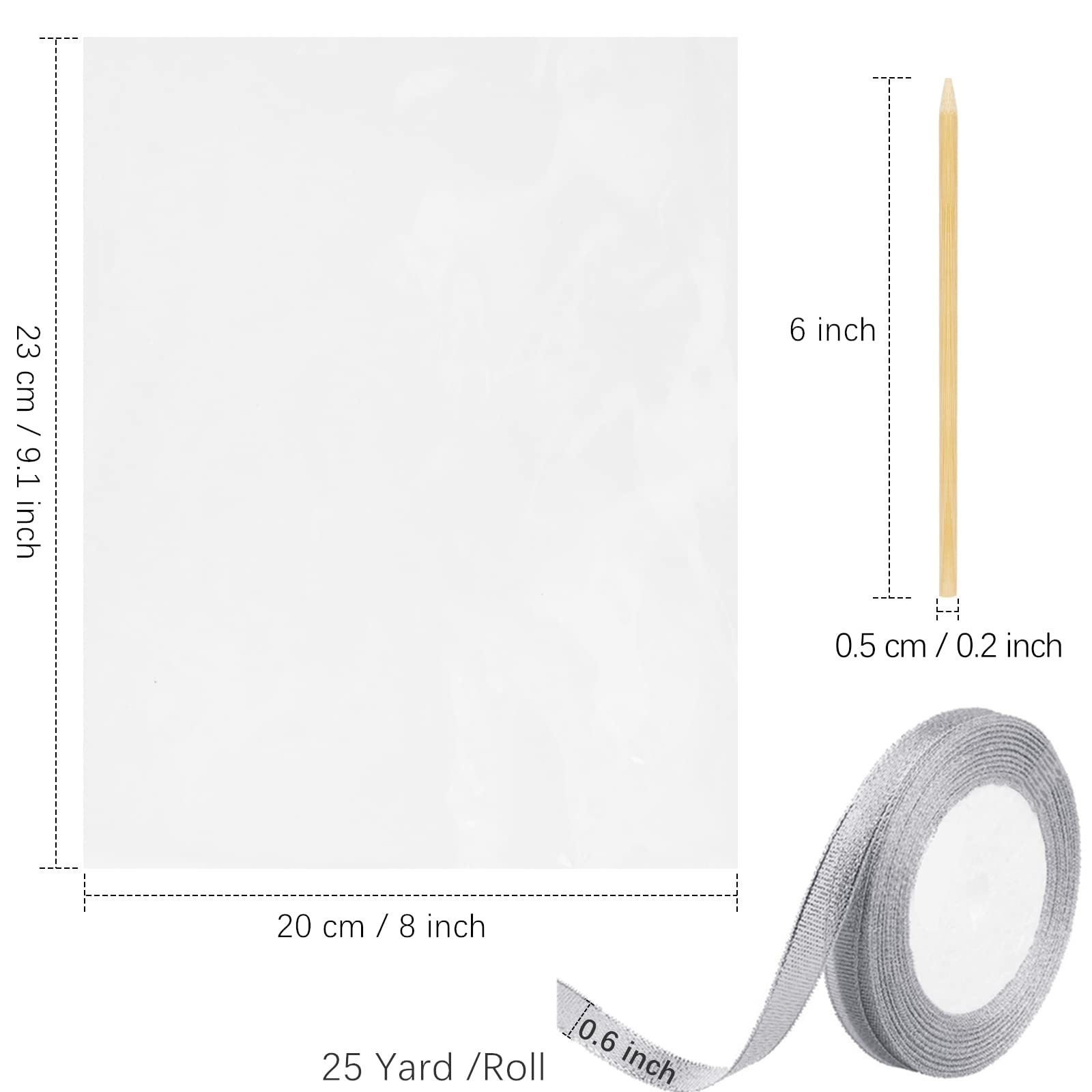 Ocmoiy Diy Candy Apple Kits - 100 Pcs Candy Apple Sticks And Bags With 50 Yard Gold And Silver Glitter Ribbons For Large Caramel