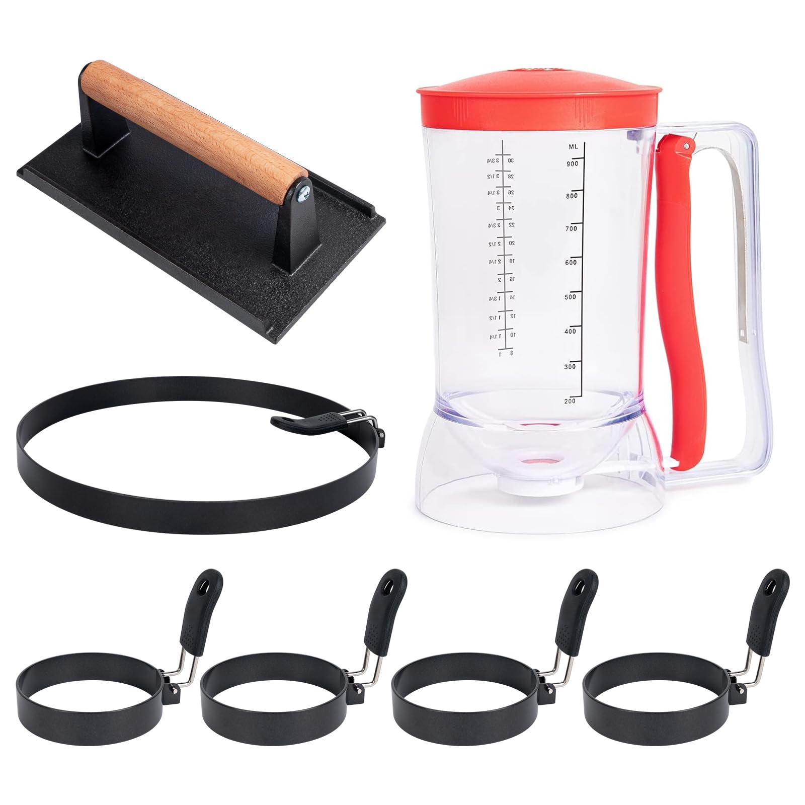 Shinestar 7-Piece Griddle Breakfast Kit For Blackstone - Complete Set Of Griddle Accessories Including Pancake Batter Dispenser,